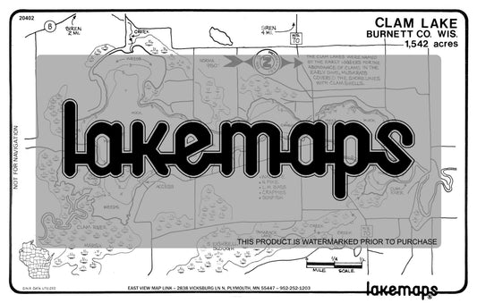 Burnett County, WI - CLAM - Lakemap - 20402