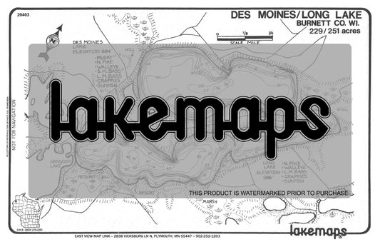 Burnett County, WI - DES MOINES / Long - Lakemap - 20403