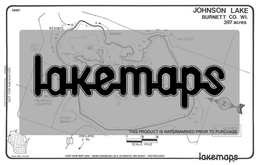 Burnett County, WI - JOHNSON - Lakemap - 20407