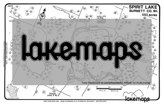 Burnett County, WI - SPIRIT - Lakemap - 20415