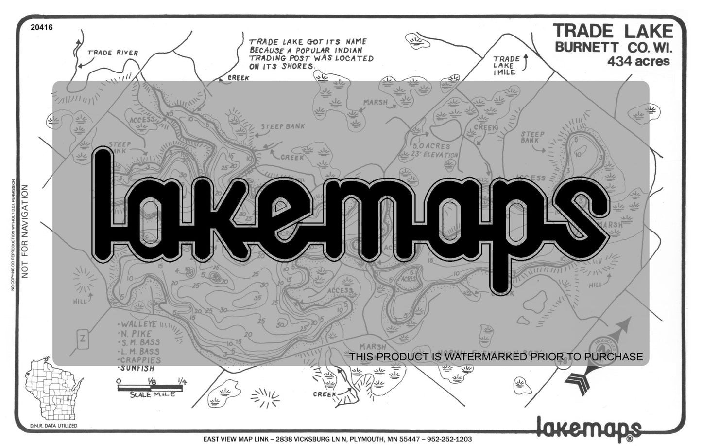 Burnett County, WI - TRADE - Lakemap - 20416