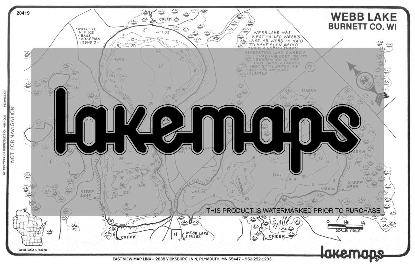 Burnett County, WI - WEBB - Lakemap - 20419