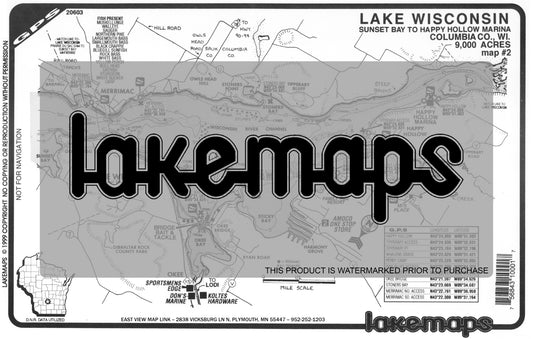Columbia County, WI - Lake Wisconsin - Map #2 -Sunset Bay to Bob Land. - Lakemap - 20603