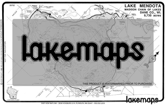 Dane County, WI - MENDOTA - Lakemap - 20702