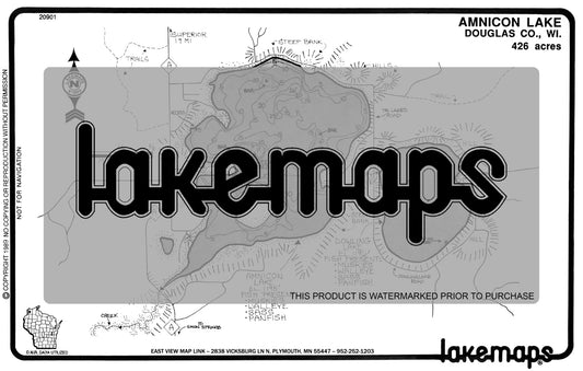 Douglas County, WI - AMNICON/ Dowling - Lakemap - 20901