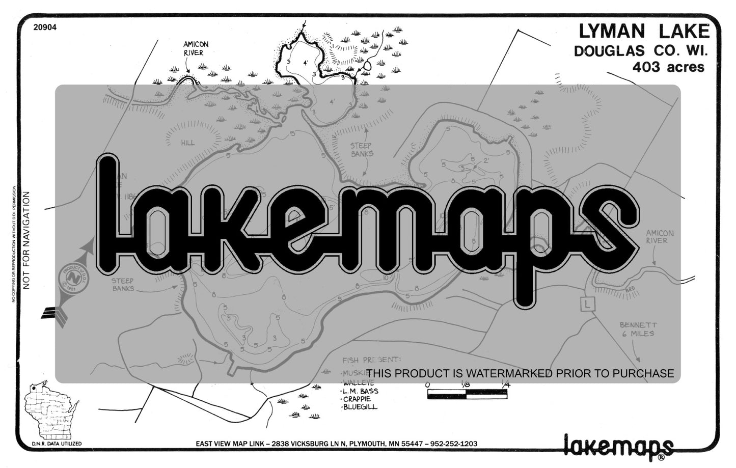 Douglas County, WI - LYMAN - Lakemap - 20904