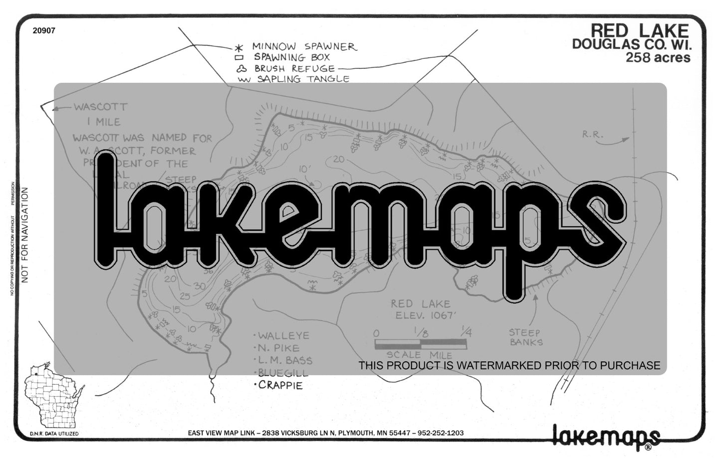 Douglas County, WI - RED - Lakemap - 20907