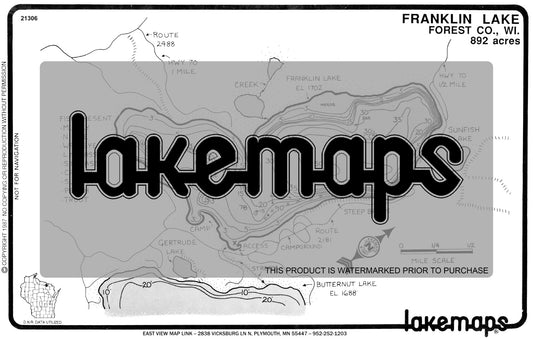 Forest County, WI - FRANKLIN - Lakemap - 21306