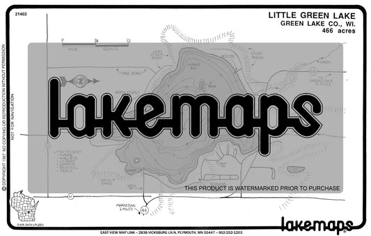 Green Lake County, WI - LITTLE GREEN - Lakemap - 21402