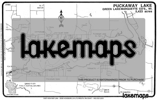 Green Lake County, WI - PUCKAWAY - Lakemap - 21403