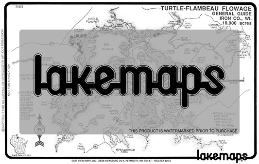 Iron County, WI - TURTLE-FLAMBEAU Gen. Guide - Lakemap - 21513