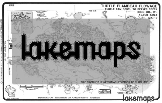 Iron County, WI - TURTLE-FLAMBEAU -Beaver Cr - Lakemap - 21516