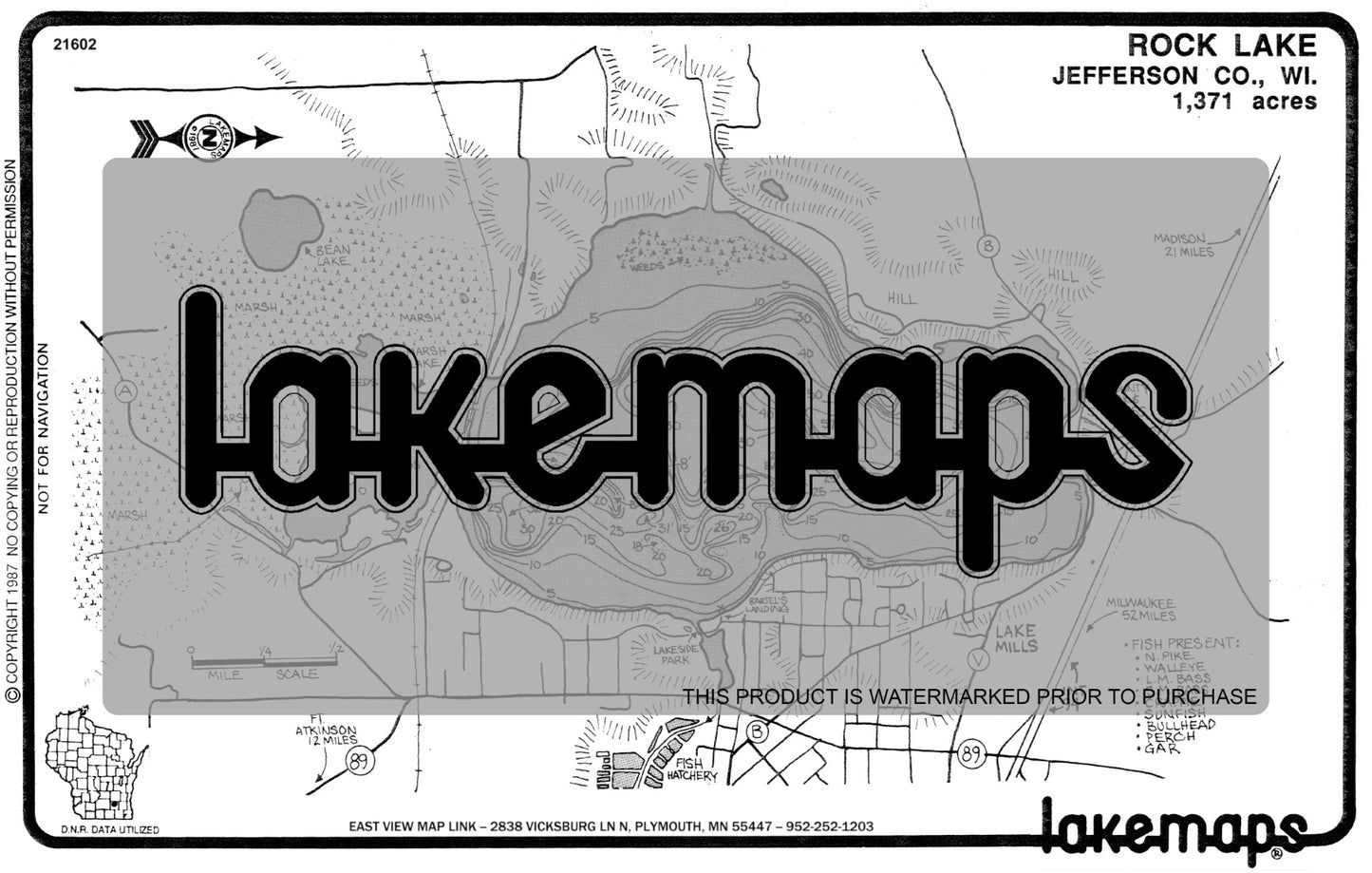 Jefferson County, WI - ROCK - Lakemap - 21602