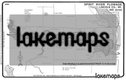 Lincoln County, WI - SPIRIT RIVER FLOWAGE - Lakemap - 22006