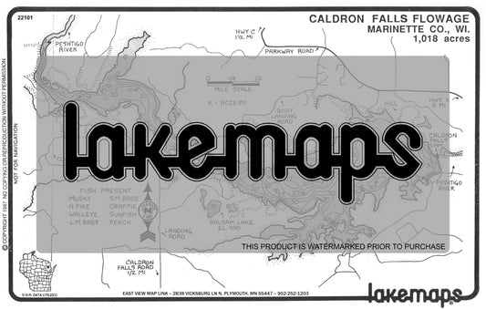 Marinette County, WI - CALDRON FALLS RES. - Lakemap - 22101