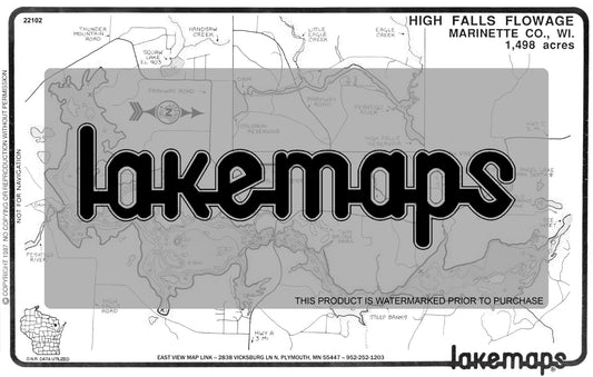 Marinette County, WI - HIGH FALLS RES. - Lakemap - 22102