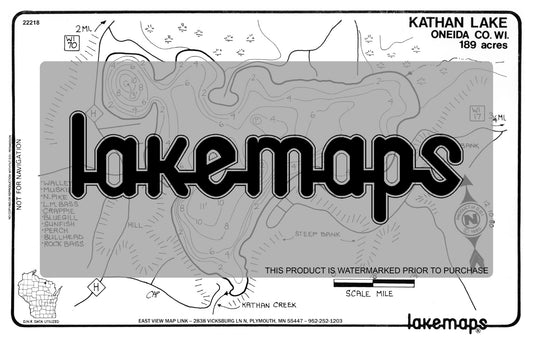 Oneida County, WI - KATHAN - Lakemap - 22218