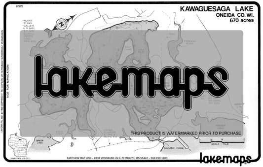 Oneida County, WI - KAWAGUESAGA - Lakemap - 22220