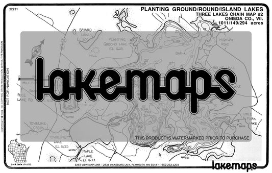 Oneida County, WI - PLANTING GROUND/Island - Lakemap - 22231