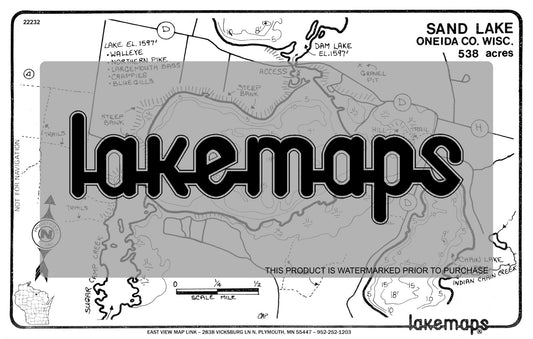 Oneida County, WI - SAND - Lakemap - 22232