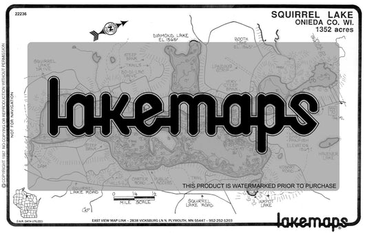 Oneida County, WI - SQUIRREL - Lakemap - 22236