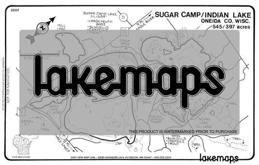 Oneida County, WI - SUGAR CAMP/Indian - Lakemap - 22237