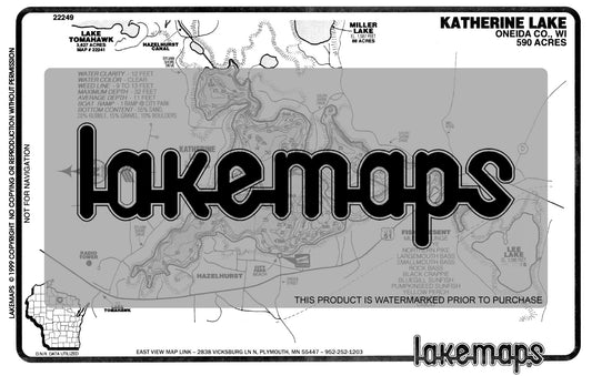 Oneida County, WI - KATHERINE - Lakemap - 22249