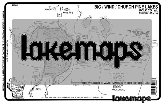 Polk County, WI - BIG/Church Pine - Lakemap - 22303