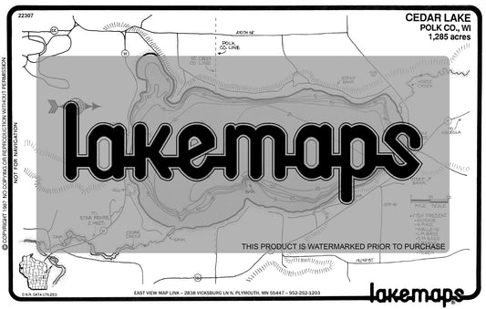 Polk County, WI - CEDAR - Lakemap - 22307