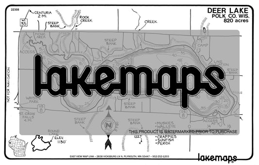 Polk County, WI - DEER - Lakemap - 22308