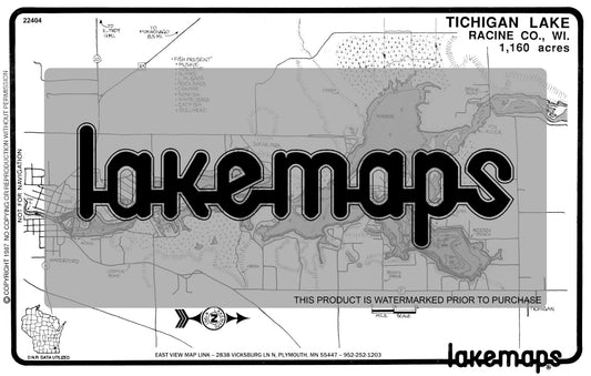 Racine County, WI - TICHIGAN - Lakemap - 22404