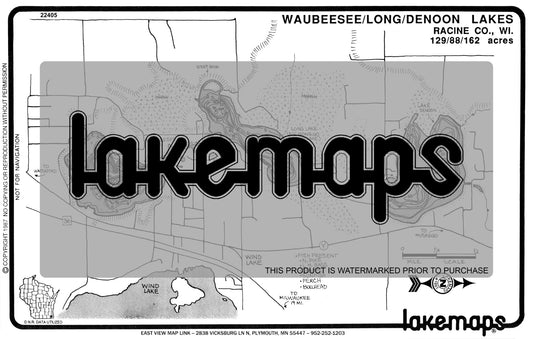 Racine County, WI - WAUBEESEE/Long/DeNoon - Lakemap - 22405