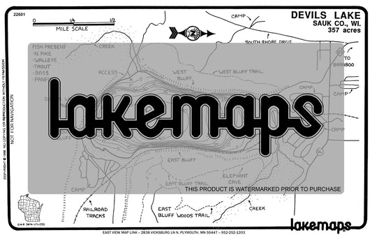 Sauk County, WI - DEVILS - Lakemap - 22601