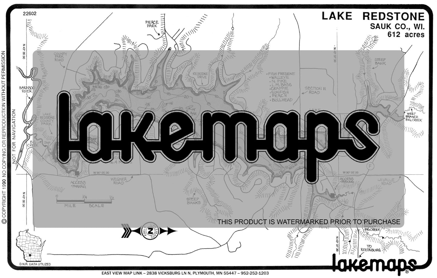 Sauk County, WI - REDSTONE - Lakemap - 22602