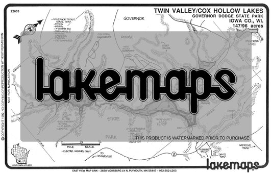 Iowa County, WI - COX HOLLOW / Twin Valley -Govenor Dodge State Park - Lakemap - 22603