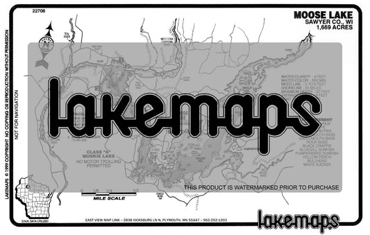 Sawyer County, WI - MOOSE - Lakemap - 22706