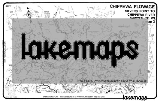 Sawyer County, WI - CHIPPEWA FLOWAGE - Map 2 - Big Timber Is. to Musky Bay / Goose Lk - Lakemap - 22717