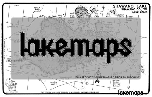 Shawano County, WI - SHAWANO - Lakemap - 22802