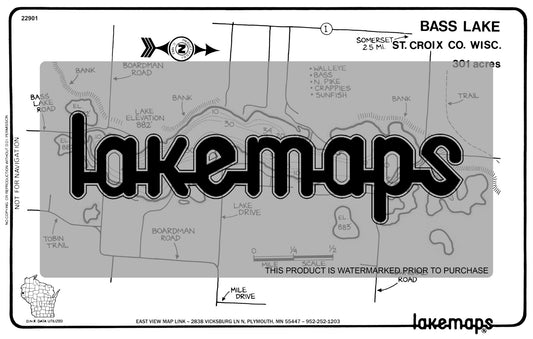 St. Croix County, WI - BASS - Lakemap - 22901