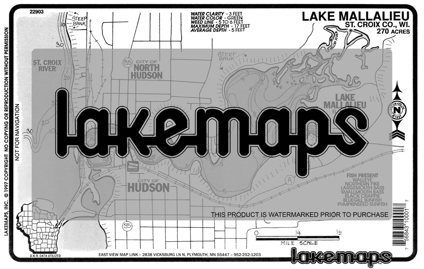 St. Croix County, WI - MALLALIEU - Lakemap - 22903