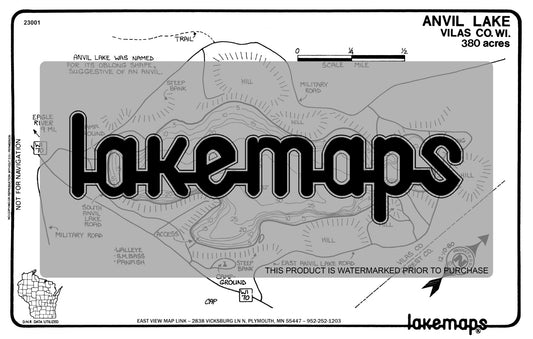 Vilas County, WI - ANVIL - Lakemap - 23001