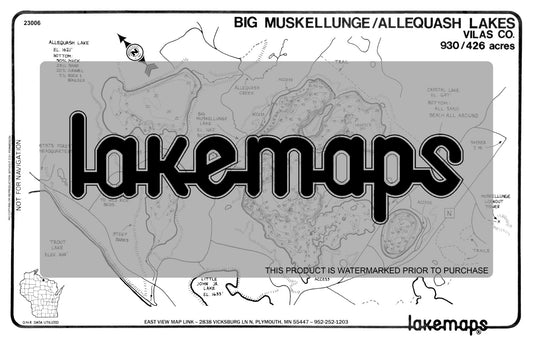 Vilas County, WI - BIG MUSKELLUNGE/Allequash - Lakemap - 23006