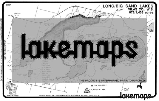 Vilas County, WI - BIG SAND/Long - Lakemap - 23007