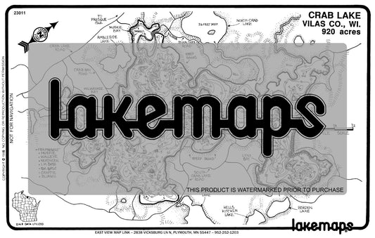 Vilas County, WI - CRAB - Lakemap - 23011