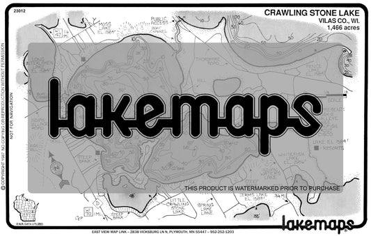 Vilas County, WI - CRAWLING STONE/ FENCE - Lakemap - 23012