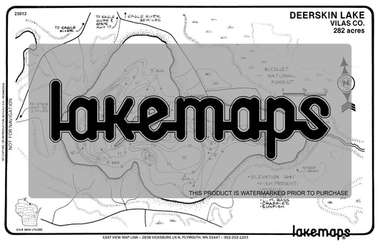 Vilas County, WI - DEERSKIN - Lakemap - 23013