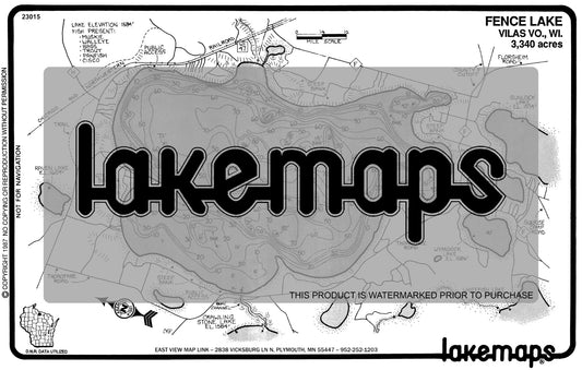 Vilas County, WI - FENCE - Lakemap - 23015