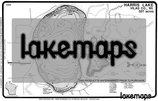 Vilas County, WI - HARRIS - Lakemap - 23020