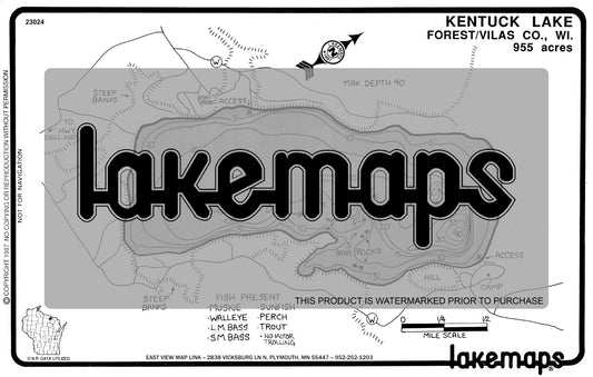 Vilas County, WI - KENTUCK - Lakemap - 23024