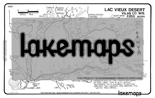 Vilas County, WI - LAC VIEUX DESERT - Lakemap - 23025